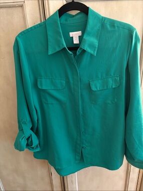 Chico's Teal Green Button-Front Blouse